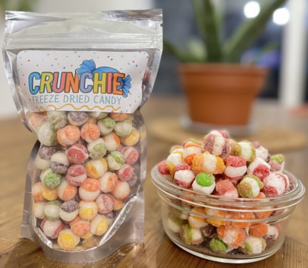 A bag of freeze dried extreme sour crunch from Crunchie Freeze Dried